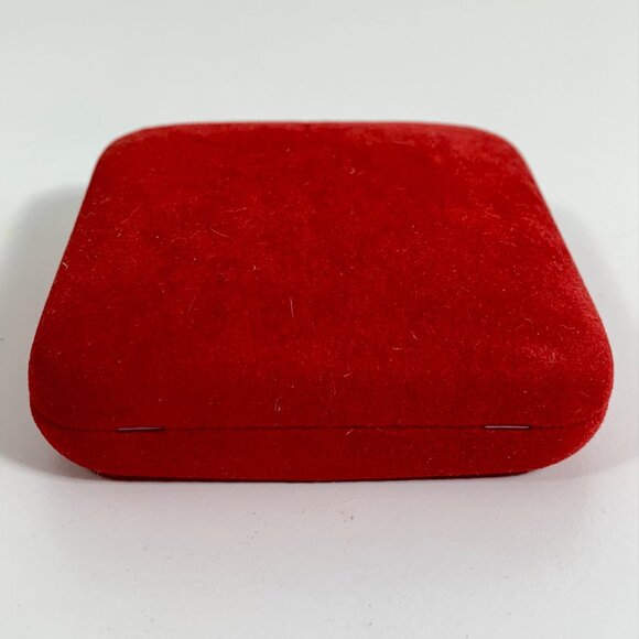 Red Velvet Square Jewelry Box ONLY Elegant White Interior For Rings Or Earrings - Picture 6 of 9